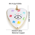 Dettaglio del ciondolo a cuore con design a occhio graffiti colorato e dimensioni reali - Occhio Graffiti Smalto Bianco (89)