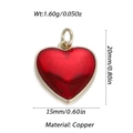 Dettaglio di un ciondolo a cuore rosso da 20mm in rame con dimensioni e peso - Cuore Pieno Smalto Rosso (111)