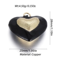 Dettaglio del ciondolo a cuore 3D con smalto nero e texture dorata opaca - Cuore Doppio Strato Nero (102)