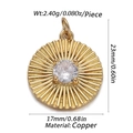 Ciondolo in rame placcato oro con zircone bianco e motivo a raggiera per gioielli DIY - Disco in Zirconia con Motivo Radiale (149-07)