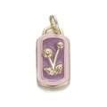 Golden dandelion pendant with purple and pink enamel for DIY jewelry making - Dandelion Style (116-13)