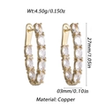 Elegant gold hoop earrings with marquise zircon stones, minimalist 27mm copper jewelry - Gold Elliptical Zirconia Pave Style (YSE046-01)