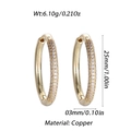 14K gold plated hoop earrings with micro-paved cubic zirconia stones and 25mm diameter - Gold Full Zirconia Simple Huggie (YSE048-01)