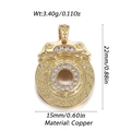 Macro view of 14K gold plated brass charm with white zircons measuring 22mm x 15mm - Gold Brake Disc (100-04)
