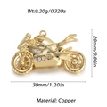 Detail of gold motorcycle pendant with white zircons showing dimensions and copper material - Gold Heavy Motorcycle (100-05)