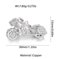 Macro detail of a silver copper motorcycle pendant with inlaid zircon for DIY jewelry - Silver Cruiser Motorcycle (100-07)