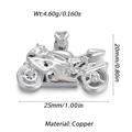 Detailed specs of copper motorcycle pendant showing 25mm size and 4.60g weight - Silver Sport Motorcycle (100-10)