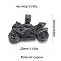 Macro shot of 25mm black plated copper motorcycle pendant with inlaid cubic zirconia - Black Sport Motorcycle (100-11)
