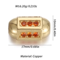Perle ovale en cuivre doré avec zircons orange et dimensions détaillées pour bijoux DIY - Perle de Tonneau en Zirconia Orange (3)