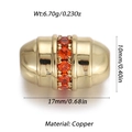 Perle cylindrique en cuivre doré avec zircon orange pour création de bijoux DIY - Perle en Zirconia Orange Brillant (8)