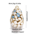 Pendentif œil de protection en cuivre doré avec émail blanc et motifs yeux bleus de style - Pendentif Oeil du Diable en Émail Blanc (11)
