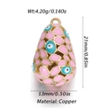 Pendentif goutte œil maléfique en émail rose et bleu en cuivre doré avec détails zircon - Pendentif Oeil du Diable Émail Rose & Bleu (14)