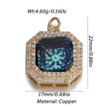 Vergoldete Kupferkette mit achteckigem blau-violettem Zirkonia-Anhänger für Damen - Achteckig Blau Violett Stil (119-02)