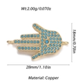 Gouden messing Hamsa-hand connector met blauwe kralen, 28x18mm voor DIY-sieraden maken - Hand van Fatima (125-01)