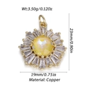 Sonnenblumen-Halskettenanhänger aus vergoldetem Kupfer mit gelbem und klarem Zirkonia - Sonnenblume Hellgelb Stil (119-11)