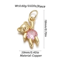 Detail view of bear pendant with pink zircon and size measurements 18mm by 10mm - Pink Bear Style (DBN153-09)
