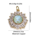 Eleganter vergoldeter Kupferanhänger mit hellblauem Stein und klaren Zirkonias - Sonnenblume Hellblau Irisierend Stil (119-12)