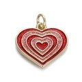 Glittery red and pink heart pendant with gold finish for DIY jewelry necklaces - Red Pink Glitter Heart (114-19)