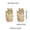 Golden copper huggie earrings with sparkling zircon stones and minimalist design - Gold Flower and Heart Zirconia Style (YSE046-05)