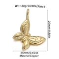 Polierter goldener Schmetterling-Anhänger aus Kupfer für DIY-Schmuck und Halsketten - Schmetterling Textur Stil (YSN012-03)