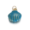 Gouden schelphanger met parelmoerblauw emaille voor DIY-sieradenontwerpen - Blauwe Sint-jakobsschelp Goud Kader (106-06)