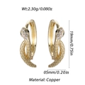 Golden snake hoop earrings in copper with white zircon accents and scale texture - Gold Snake Shape Zirconia Hoop (YSE046-06)