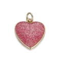 Detail van de roze glitter hart hanger met goudmetalen frame en bovenste ophangoog - Roze Glitterhart (106-08)