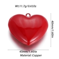 Ciondolo a cuore rosso in rame lucido con occhiello, accessorio gioielli 40mm x 45mm - Cuore Rosso Lucido Grande (92)