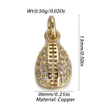 Golden American football pendant charm with sparkling cubic zirconia in high quality copper - Rugby Football Style (1) / Gold