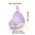 Ciondolo a cuore in rame dorato con zircone viola, accessorio di lusso lungo 40 mm per DIY - Sfaccettatura Iridescente Viola (270)