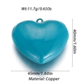 Ciondolo a cuore in rame smaltato color ciano, dimensioni di 45mm x 40mm - Cuore Grande Smalto Ciano (93)