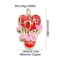 Golden heart balloon pendant with red LOVE engraving and pink enamel in copper metal - Red Hot Air Balloon LOVE (3)