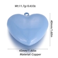 Ciondolo a cuore azzurro in rame di 45mm x 40mm per la creazione di gioielli fai da te - Cuore Grande Lacca Blu Chiaro (94)