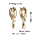 Golden liquid metal texture heart earrings made of copper with mirror finish - Gold Lava Fluid Long Style (YSE046-11)