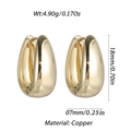 Polished gold drop earrings made of copper weighing 4.90g with minimalist sleek curves - Gold Mirror Smooth Round Geometric Style (YSE046-12)