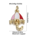 Pink and white umbrella heart pendant charm in gold plated copper metal for necklaces - Mini Colorful Umbrella (6)
