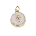 Roze emaille zeeschelp hanger in een gouden ronde lijst voor DIY sieraden maken - Roze Rond Goud Shell (106-13)