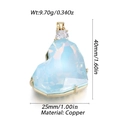 Elegante ciondolo a cuore in oro con gemma blu sfaccettata e base in rame - Sfaccettatura Iridescente Blu (272)