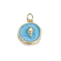 Gouden schelphanger met lichtblauwe emaille voor DIY sieraden maken ontwerp - Blauw Rond Goud Shell (106-14)