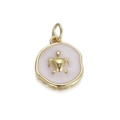 Gouden zeeschildpad hanger met roze emaille voor DIY kettingen en sieraden - Roze Rond Goud Turtle (106-15)