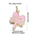 Pink heart-shaped brass pendant with LOVE text and bow detail for DIY jewelry - Pink Heart Lollipop (8)