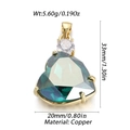 Ciondolo a cuore in rame dorato con gemma verde scuro sfaccettata e zircone brillante - Gemma Sfaccettata Verde Scuro (274)