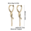 Golden twisted bar zircon earrings in copper with dimensions 38mm length and 3mm width - Gold Twisted Geometric Long Style (YSE046-15)