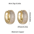 Gold huggie earrings with pave cubic zirconia detailing in a copper base metal - Gold Full Stone Round Hoop (YSE047-03)