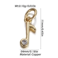 Golden musical note charm in copper with a sparkling round zircon and hanging loop - Mini Music Note Style (6)