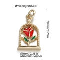 Enameled rose heart pendant in copper with gold frame, 18x9mm jewelry accessory - Enamel Rose Flower (9)