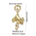 Detail view of a 22mm gold cat pendant made of copper with white zircon gemstone - Cat Pattern (YSN148-09)
