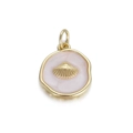 Gouden schelphanger met lichtroze emaille voor het maken van DIY-sieraden - Roze Rond Goud Sint-jakobsschelp (106-17)
