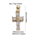 Golden copper cross pendant with cubic zirconia stones and product dimensions - Classic Cross Style (7)