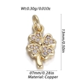 Golden clover pendant in copper with zircon pavé and detailed size measurement - Clover Style (2) / Gold